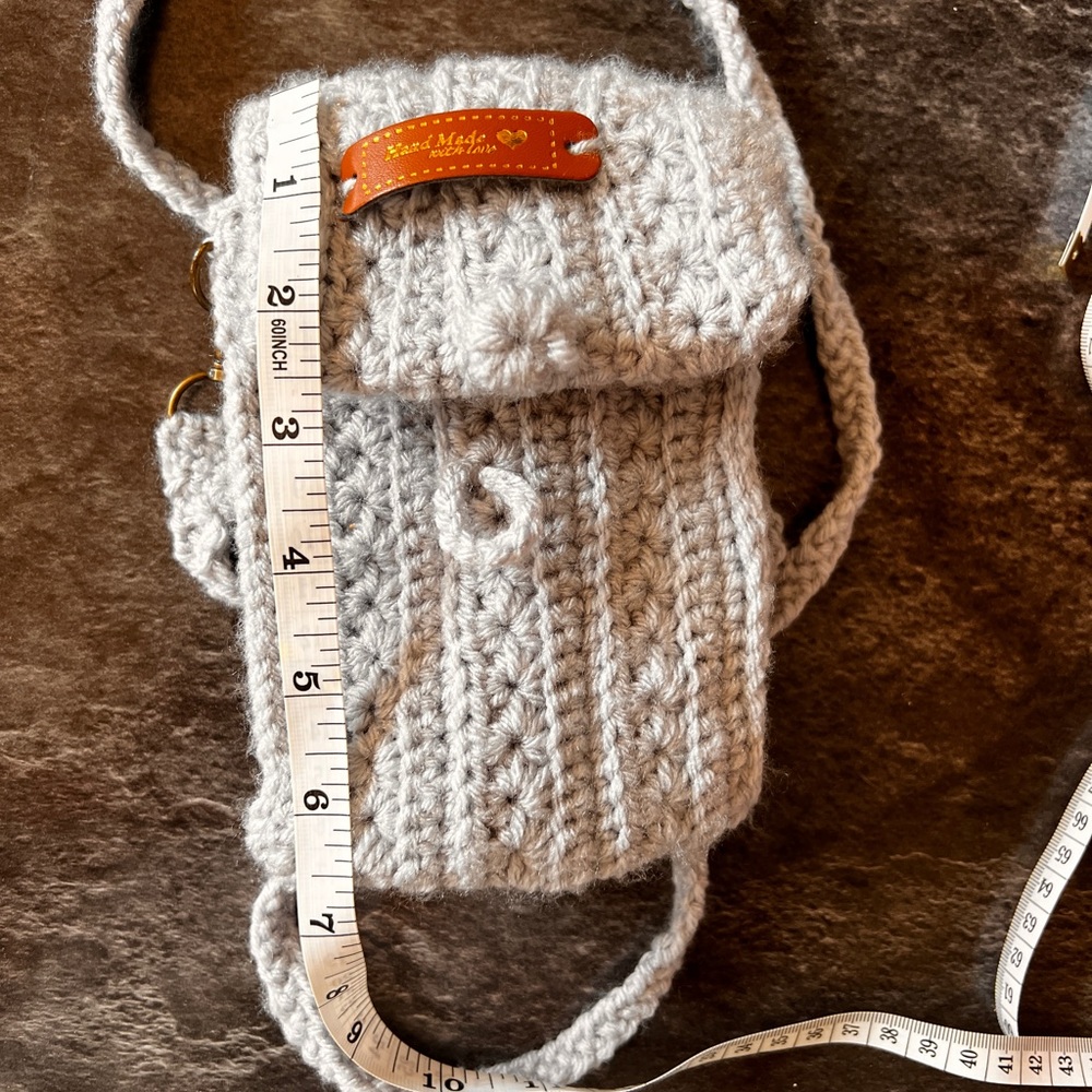 Handmade crochet phone bag with card holder and extra pocket for sunglasses